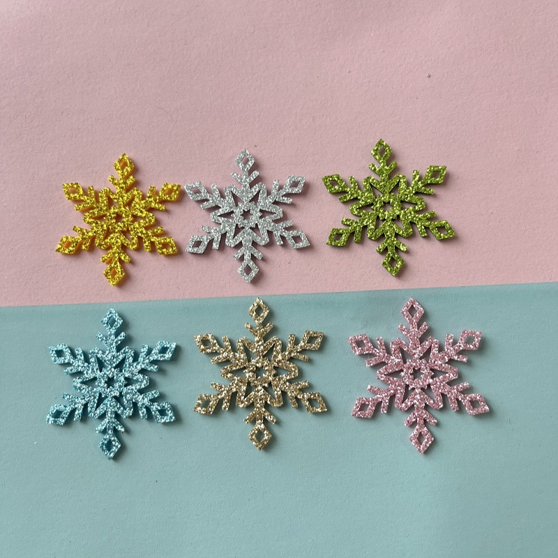 Ювелирные материалы в форме снежинки с золотым порошком, аксессуары для волос, заколки, декоративные аксессуары для обуви и носков, готовая партия