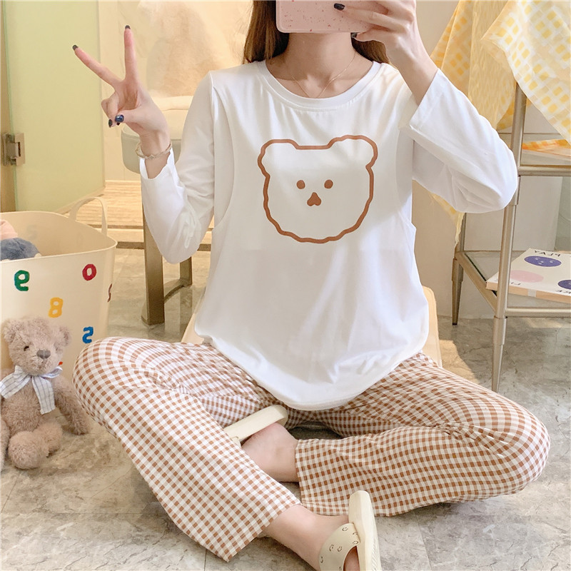 Пижама для беременных с длинным рукавом, женская весенне-осенняя одежда для беременных, послеродовая одежда для кормления, домашний комплект для матери на лето