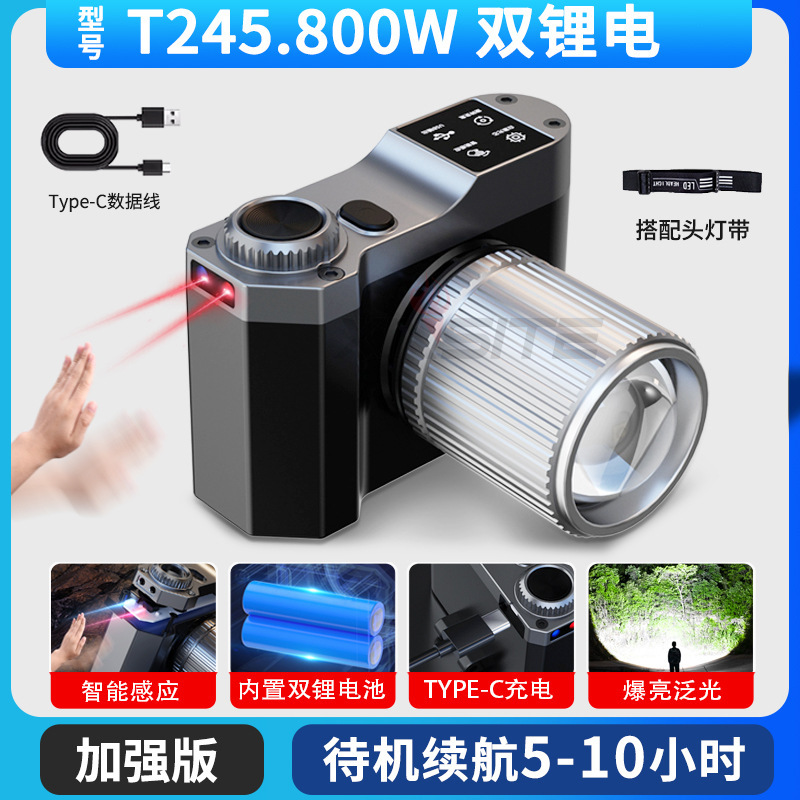 Cross-border outdoor strong light long-range camera lamp lighting head lamp night fishing lamp night running cycling lamp long endurance