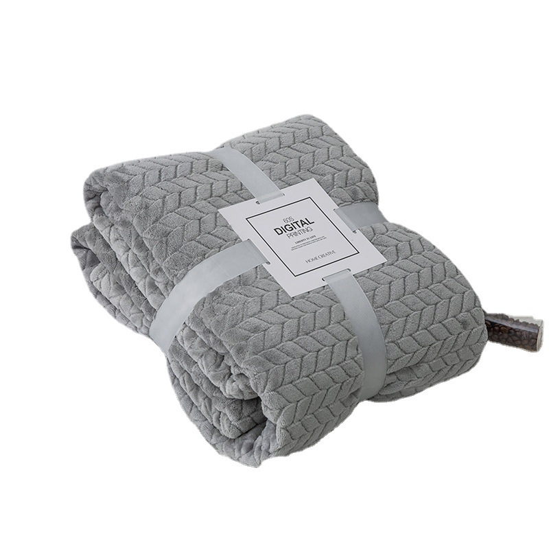 Blanket Flannel Blanket Single Jacquard Cover Blanket Cross-Border Blanket Office Lunch Break Air Conditioning Coral Velvet Nap Blanket