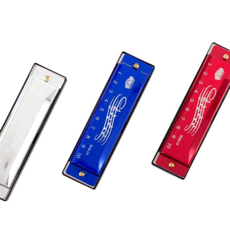 10-hole titanium metal harmonica playing educational toys children beginners students use adult self-taught entry musical instruments