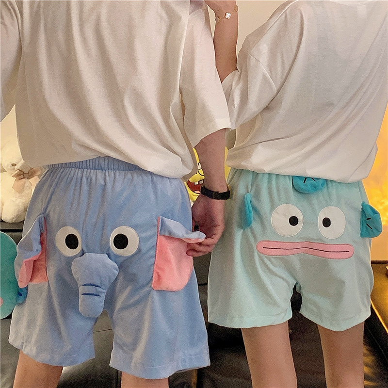 Three-Dimensional Cute Funny Elephant Shorts Summer Pants for Men and Women Loose Ugly Little Flying Elephant Couple Student Pajamas Pants