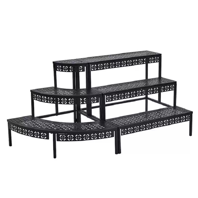 Outdoor Iron Flower Rack Stepped Storage Rack Balcony Courtyard Flower Pot Rack Living Room Corner Garden Succulent Display Rack