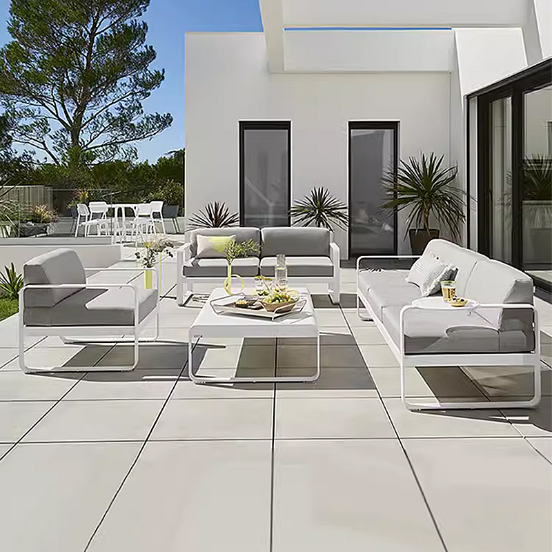 Outdoor Aluminum Alloy Sofa Macaron Style Open-Air Sun Room Outdoor Garden Waterproof Sun Protection Leisure Furniture