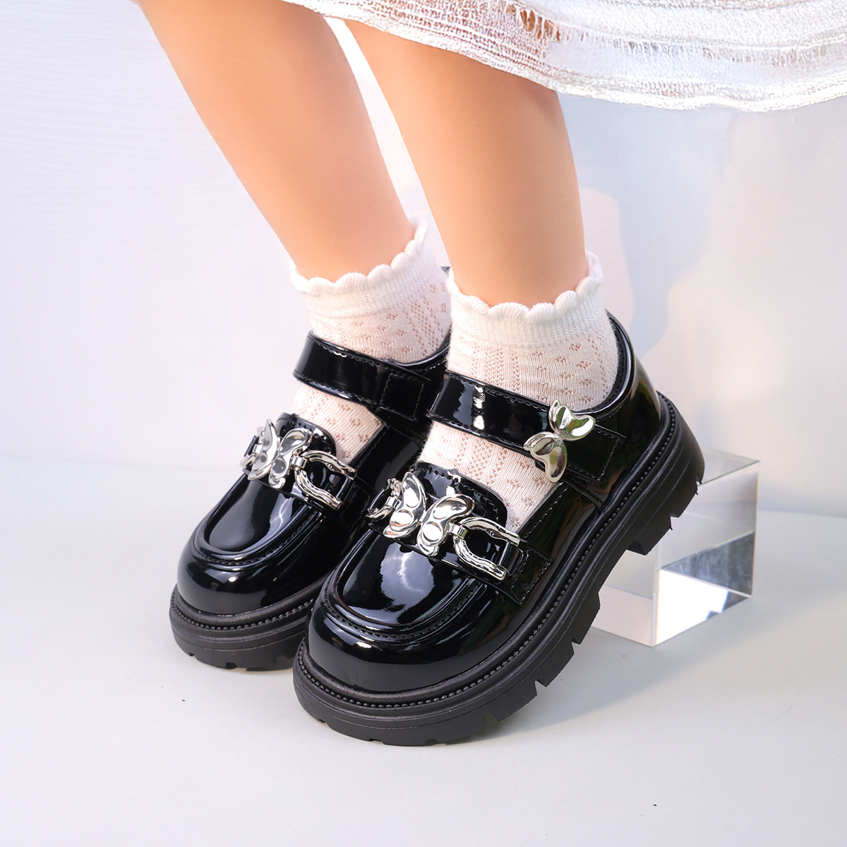 Черные кожаные туфли для детей, британский стиль, 2025 повседневные туфли Мэри Джейн для старших детей, лоферы, универсальные