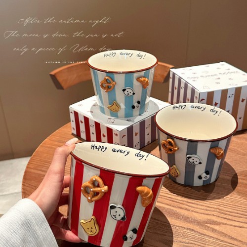 Han ins Buttons Puppy Family Bucket Series Noodle Bucket 6.5 Inch Small Foot Bowl Dormitory Noodle Bowl
