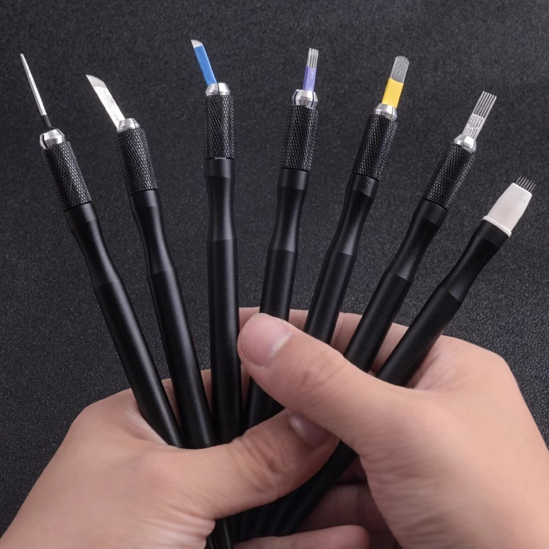 Embroidery Handmade Pen Eyebrow Pen Multi-use Eyebrow Pen Fog Pen Knife Holder Semi-permanent Embroidery Pen Supplies Complete Set of Tools