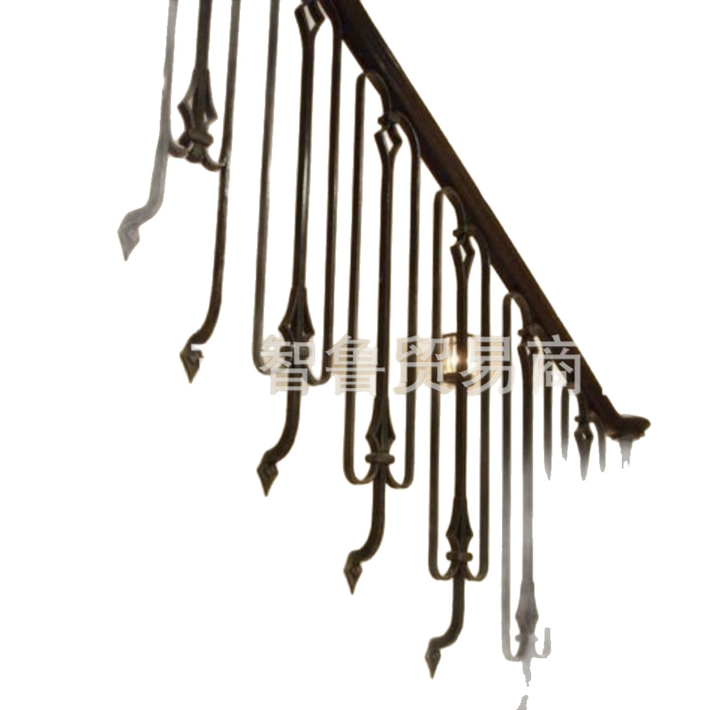 Handmade Solid Forged European-Style Iron Stair Guardrails, Forged with Hot-Dip Galvanizing and Welding, Modern Minimalist Style