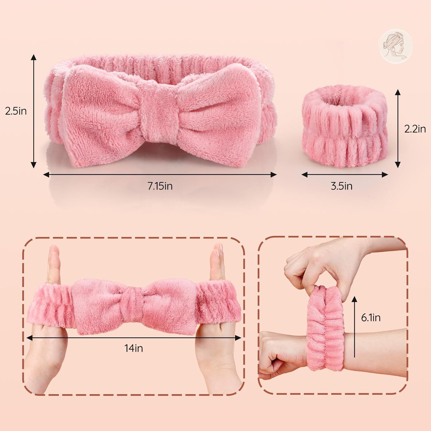 European and American Cross-border Bow Plush Wristband Wash Face Spa Bracelet Spa Wrist Absorbent Moisture-proof Hair Band Hair Accessories