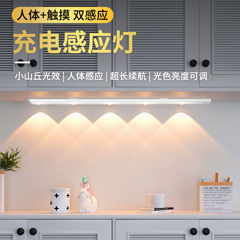 Wholesale Human Body Sensor Cabinet Light, Wine Cabinet Three-Color Dimming Led Shelf Light, Rechargeable Led Wardrobe Light