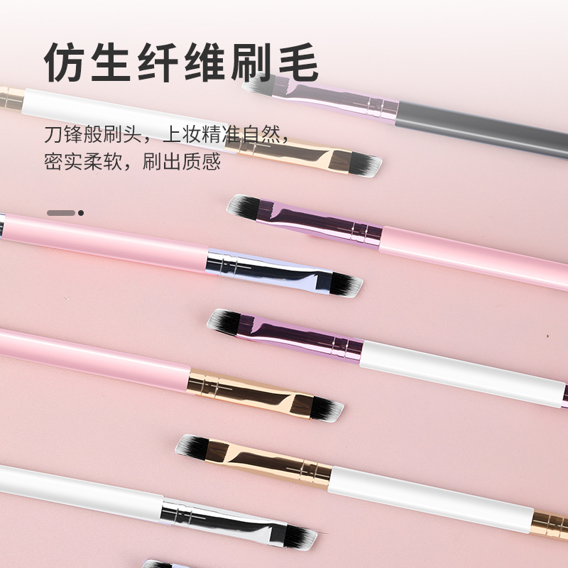 Double-Ended Eyebrow Brush Spiral Bevel Makeup Oblique Eyebrow Brush Eyelash Curler Combination Eye Shadow Blending Brush Beauty Tools Wholesale