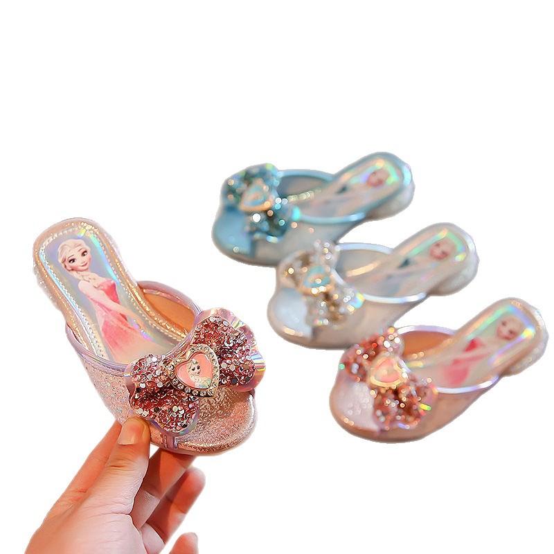 [Store Hot Sale] Girls Sandals Elsa Princess Shoes 2025 Summer New Medium and Large Children's Sandals Blue Children