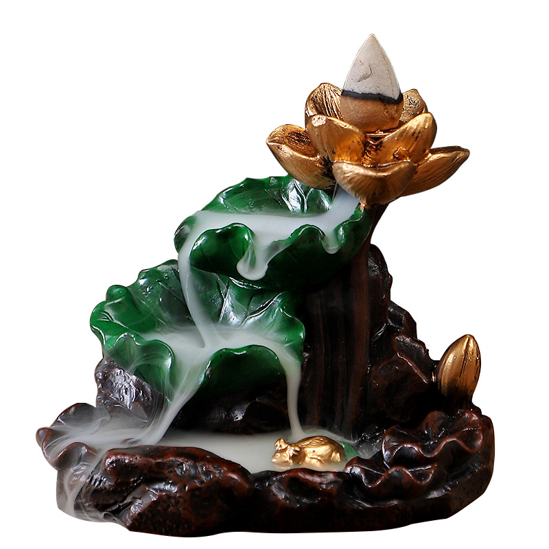 Resin backflow incense burner creative retro porch ornaments incense aroma burner antique fish tank rockery landscaping sandalwood burner