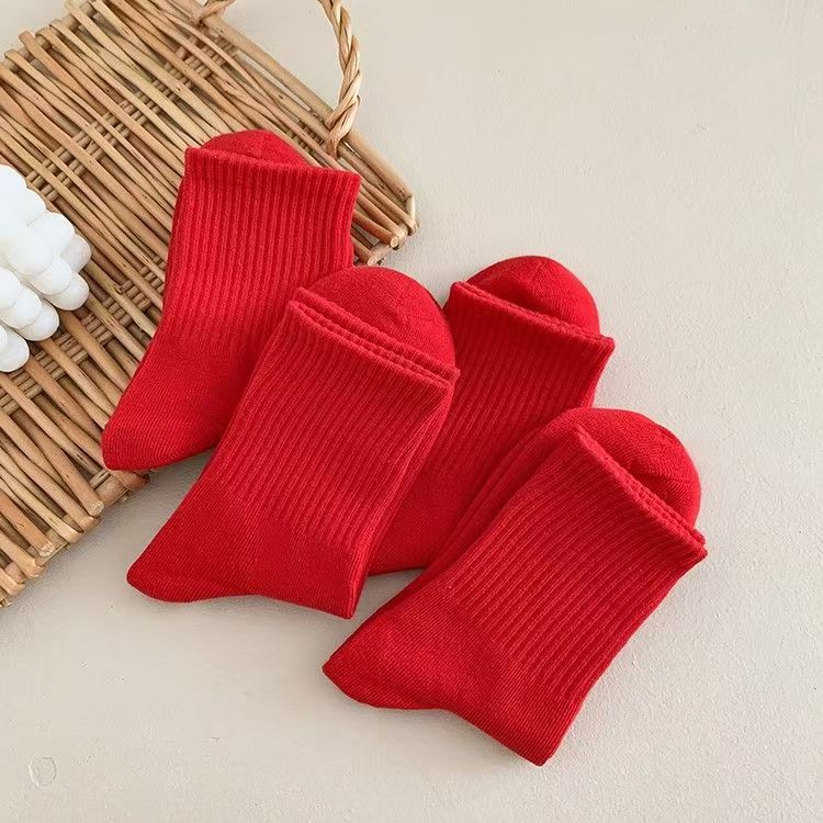 New Year Socks, Red Socks, Seamless Socks, Cotton Socks, Unisex, Wedding Couple Style, One-Piece Dropshipping