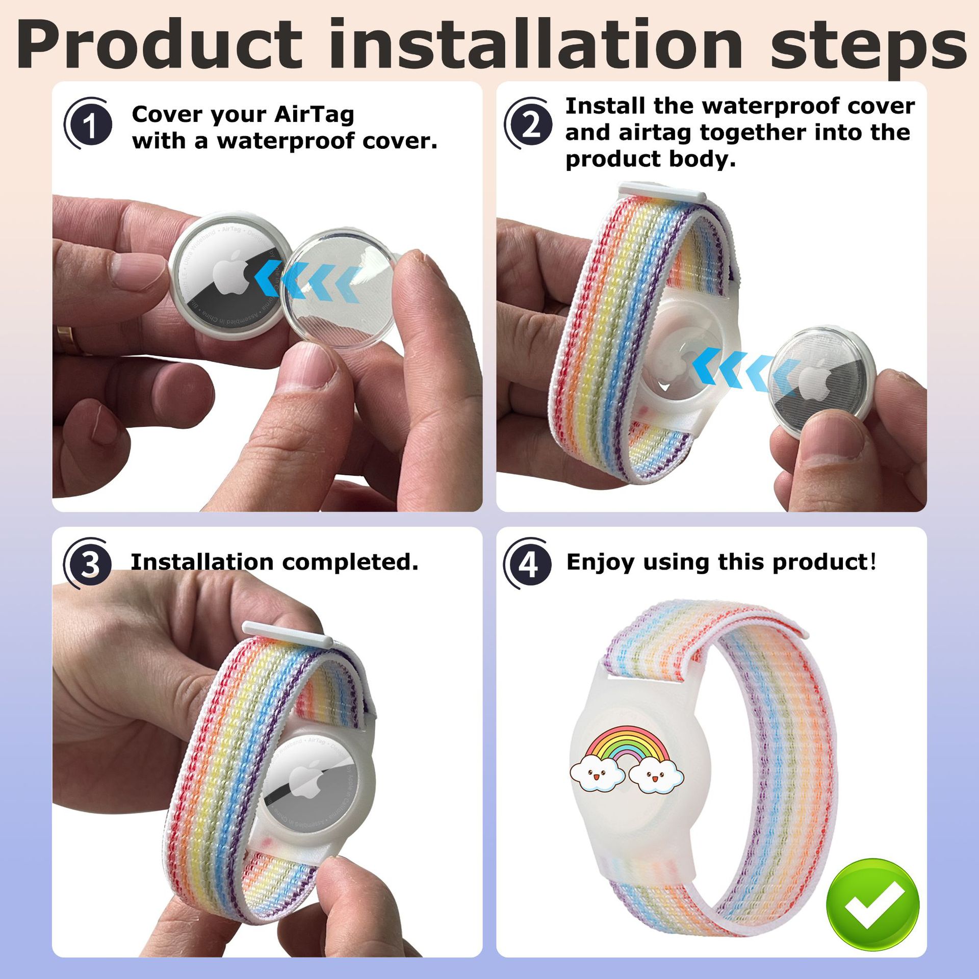 Suitable for Apple Tracker Protective Case Anti-Lost Device Cartoon Nylon Protective Case Locator Airtag2 Protective Case