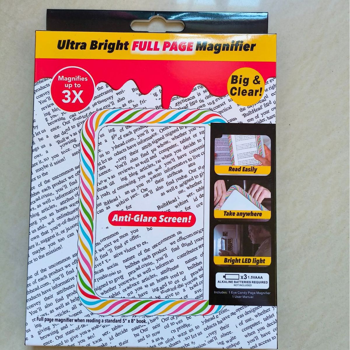 Portable reading Magnifier reading glasses with LED light screen Magnifier LED Lighted Magnifier