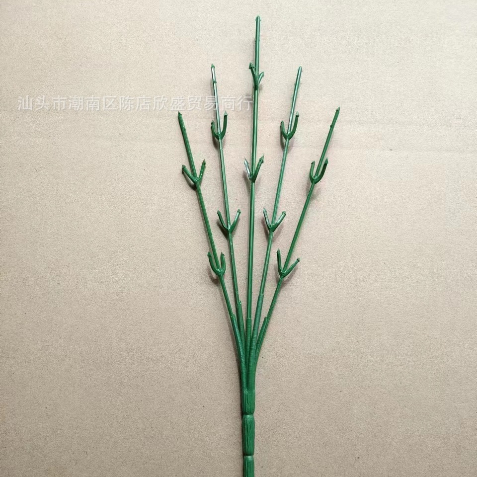 Factory Direct simulation plant flower branch 5 head 25 mesh 7 head 35 mesh branch dried iron wire rod leaf flower branch modeling accessories