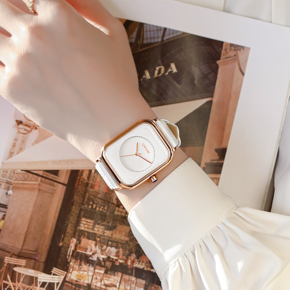 GUOU GUOU ladies watch all-match Fashion Square temperament belt watch simple neutral quartz watch women's watch