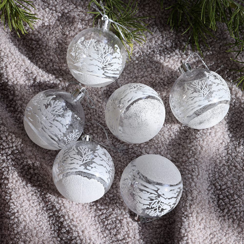 Spot Transparent Christmas Ball 6cm Boxed Painted Ball Hanging Decoration Christmas Decoration Hanging Ball Shopping Mall Decoration Christmas Ball