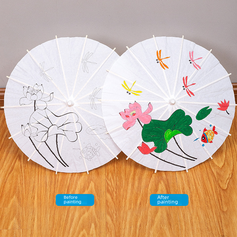Blank paper umbrella diy handmade painting kindergarten creative children hand-painted umbrella umbrella graffiti umbrella hand-painted toy