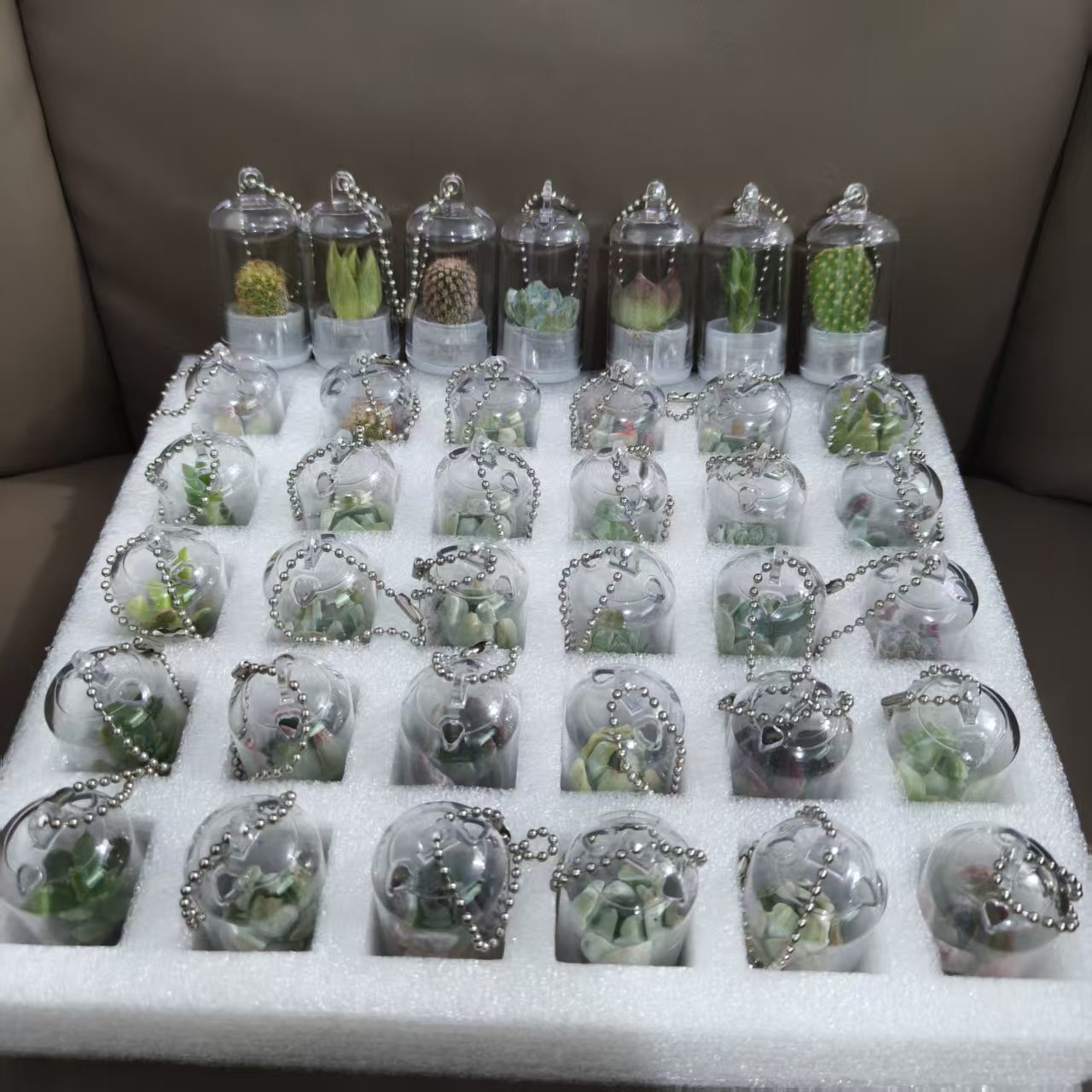 School Bag Pendant Creative Mini Succulent Plant Pendant Miniature Landscape Keychain Couple Best Friend Student Gift