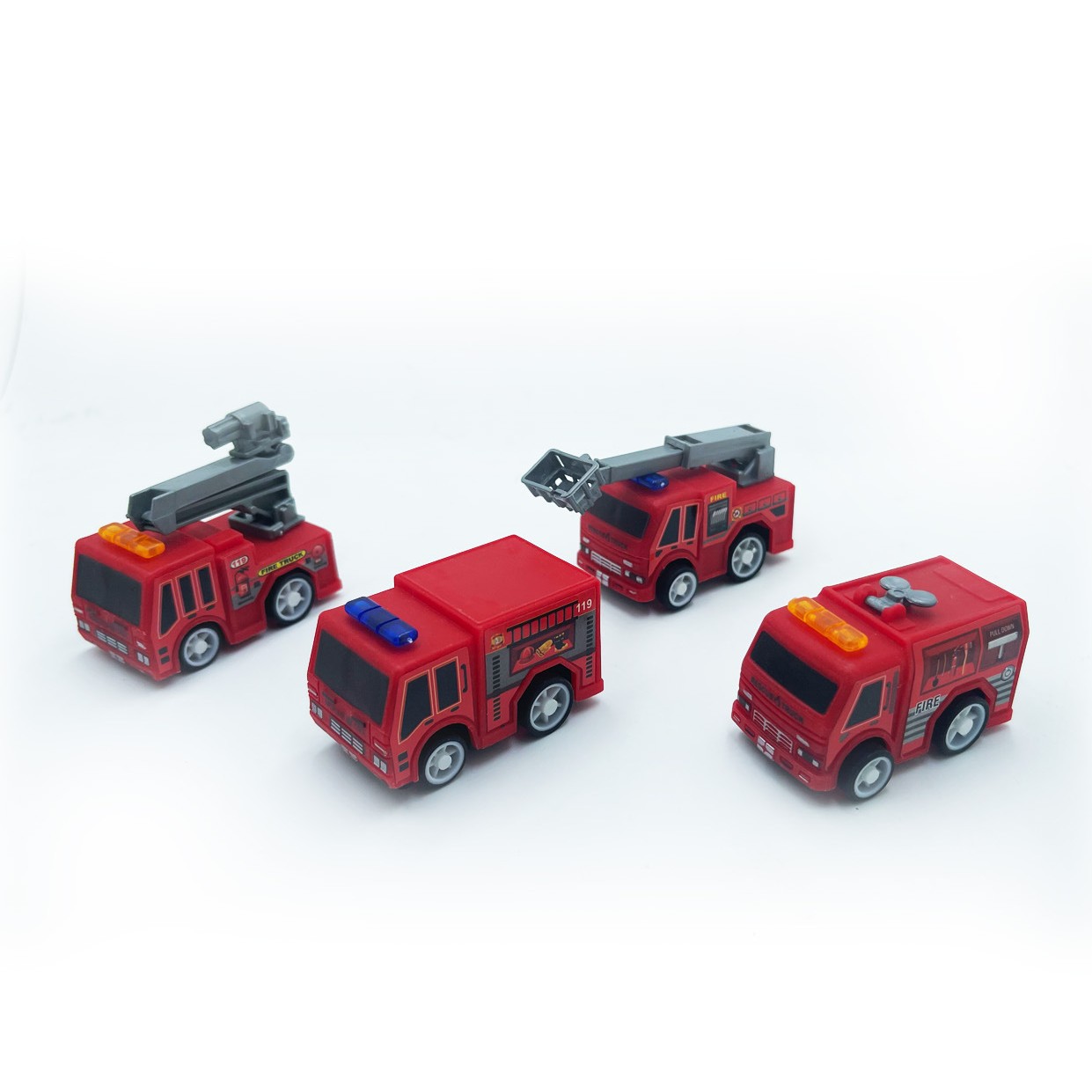 Pull-Back Car Factory Direct Sales Cross-Border Popular Fire Truck Model in Stock Quality 5.5cm Pull-Back Fire Truck