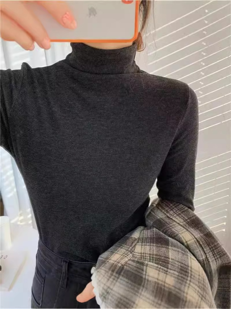 Cashmere 280g Thickened Warm Semi-high Neck Base Shirt Autumn and Winter New Slim Fit Solid Color All-match Long Sleeve Top