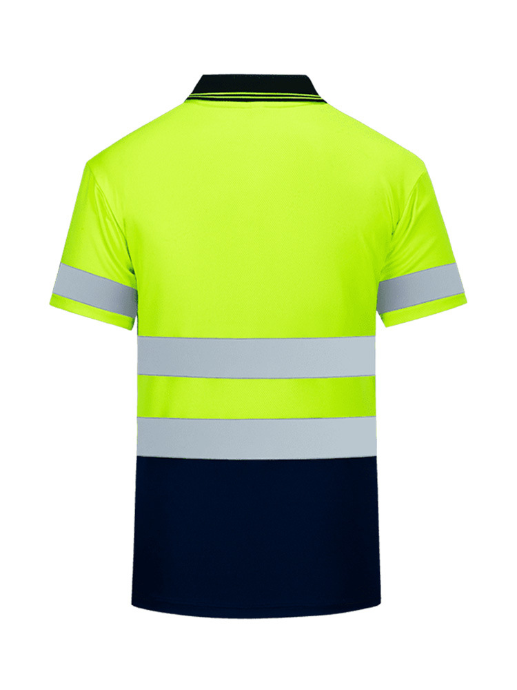 Cross-Border Reflective Short-Sleeved Polo Shirt Outdoor Lapel Pinhole Quick-Drying T-Shirt Work Clothes Custom Printed Logo