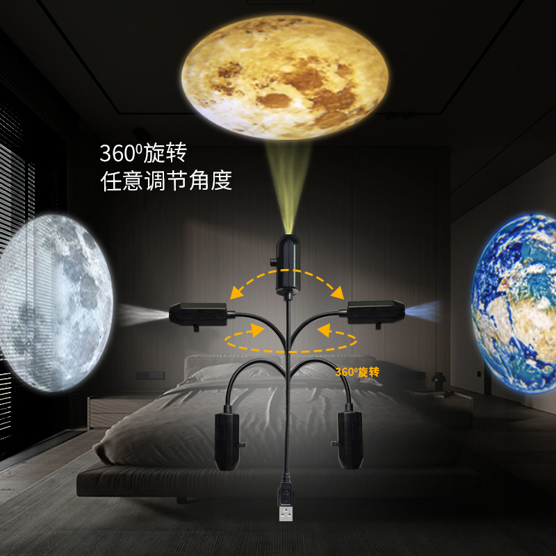 Cross-Border Popular Starry Sky Lamp Moon Lamp Bedroom Creative Led Night Light Logo Projection Lamp Popular Background Light