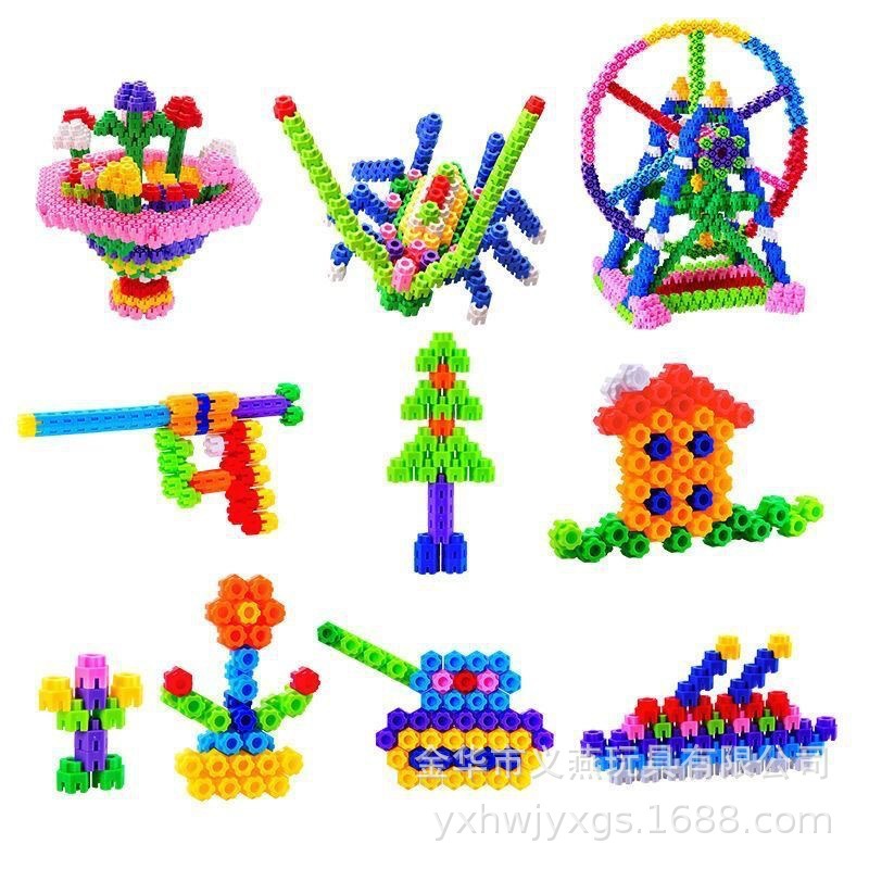 Educational Early Education Hexagonal Building Blocks Kidsren's Toys Enlightenment Plastic Building Blocks Assembly for Boys and Girls Aged 3-6 Years Old