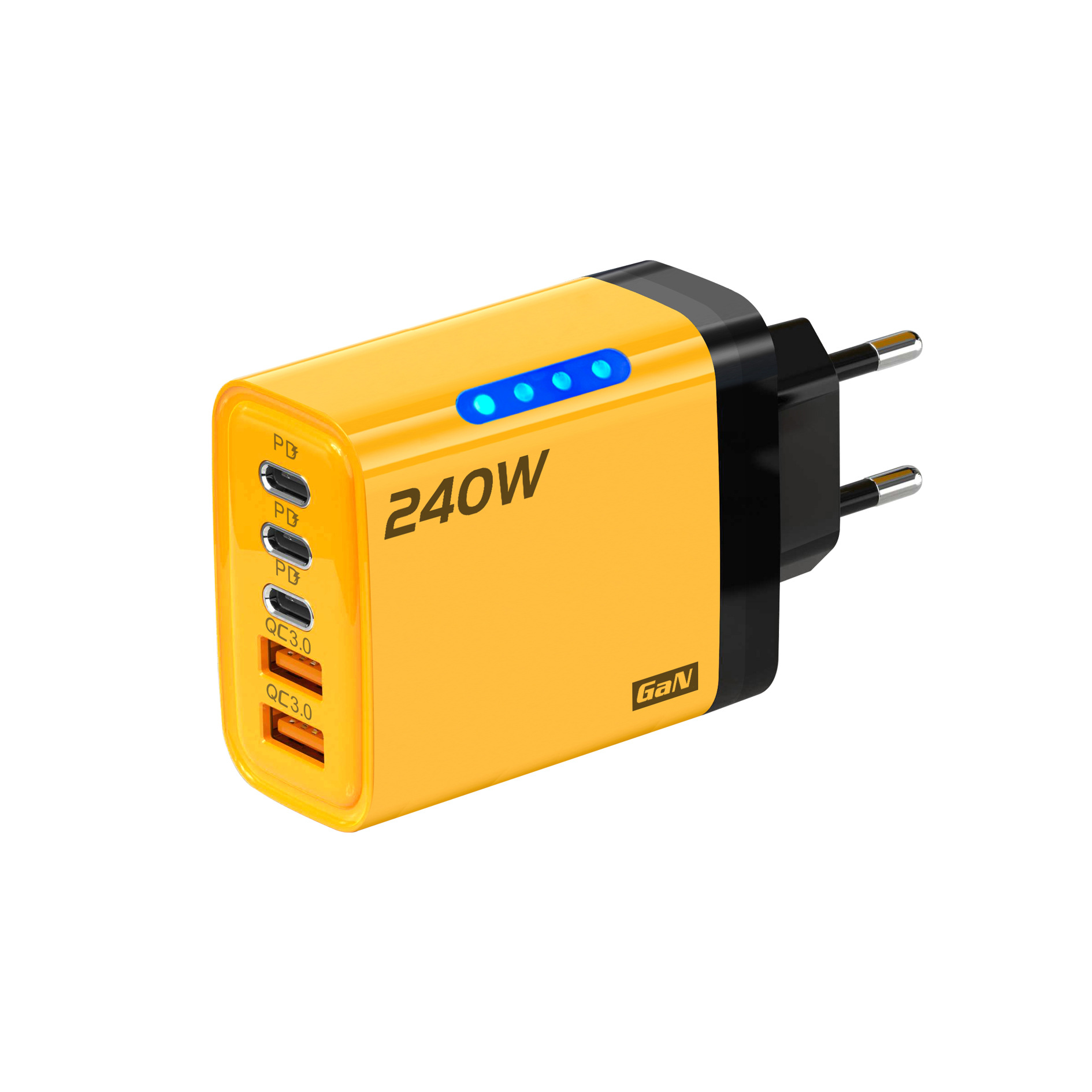 240W 3Pd+ Dual USB Charger with Light Suitable for Apple 15 Huawei Mobile Phone Dual Typec Smart Fast Charging Head