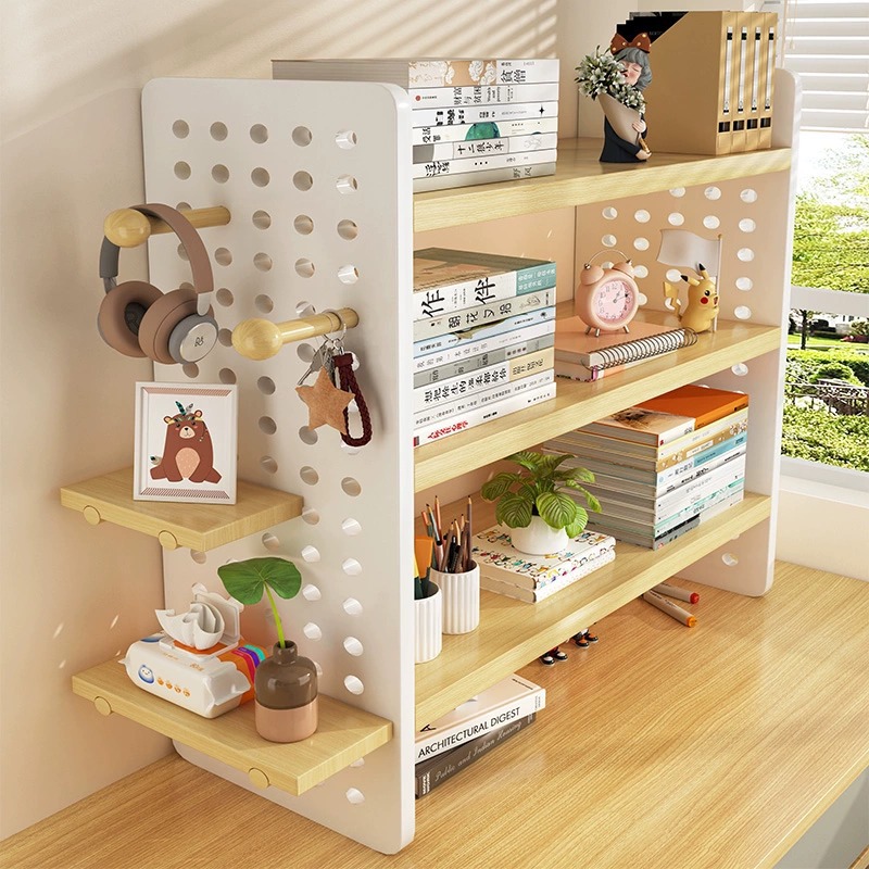 Desktop Storage Rack Desk Storage Rack Household Multi-Layer Book Display Rack Desk Hole Board Placement Shelf