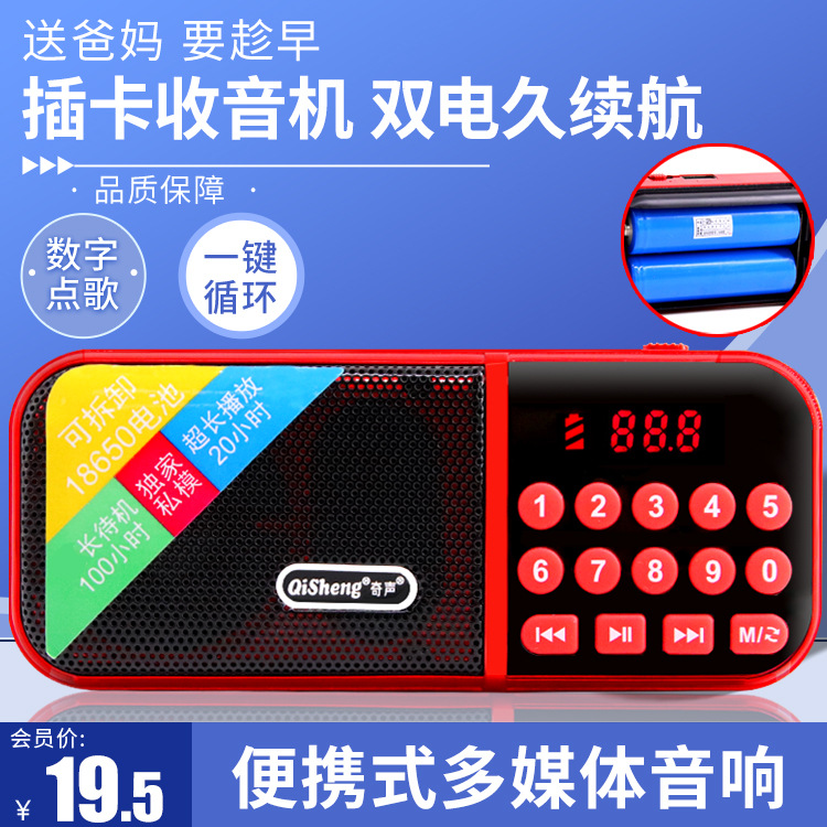 Suoxing 361 карта USB портативная маленькая колонка для пожилых Радио двойная батарея пение рассказы MP3 плеер