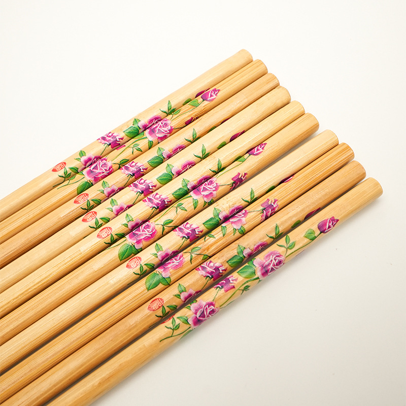 Alishan Printed Chopsticks Plum, Orchid, Bamboo and Chrysanthemum Chopsticks National Tide Running Rivers and Lakes Stall Supply Household Bamboo Chopsticks