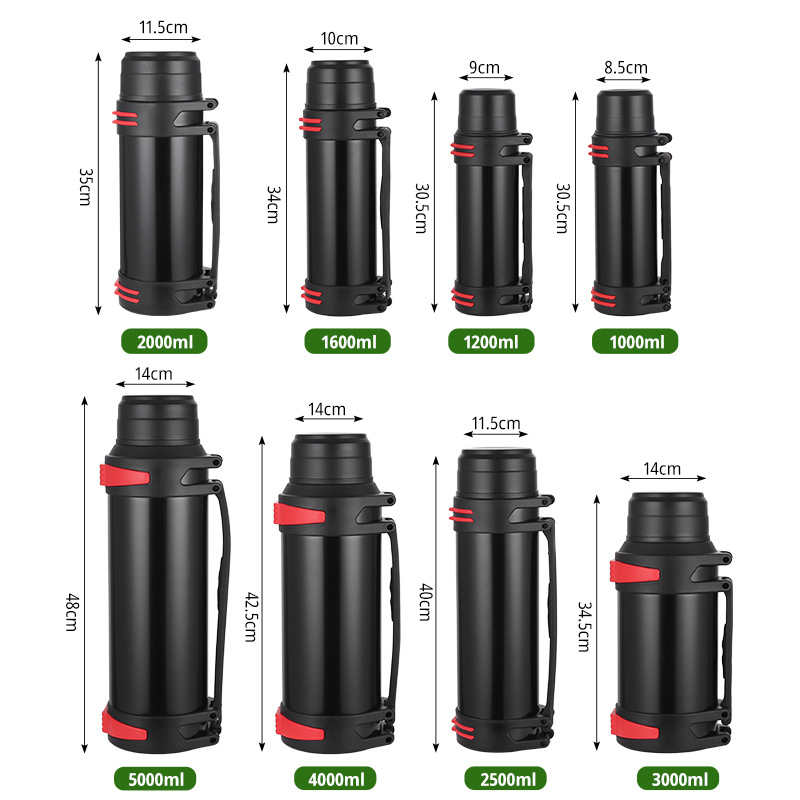 Large-Capacity Stainless Steel Thermos Flask 304 Men's Outdoor Portable Car-Mounted Water Bottle Travel Cold Water Cup 5 Liters