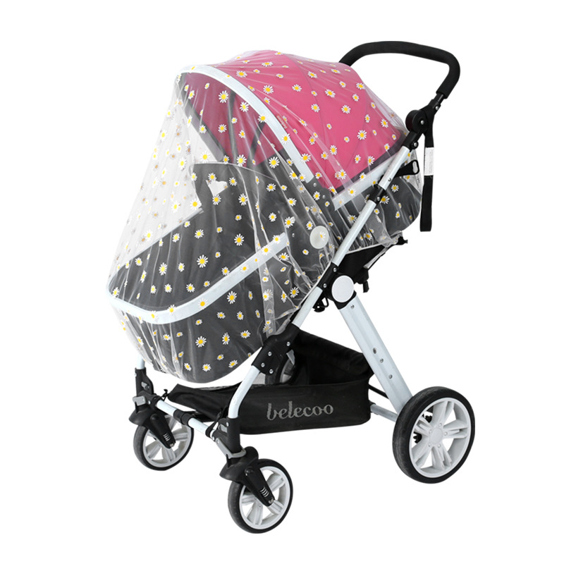 Stroller Mosquito Net Chrysanthemum Star Full-Cover Printed Stroller Mosquito Net Enlarged Encrypted Baby Umbrella Stroller Anti-Mosquito Net