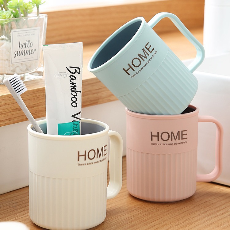 Internet Celebrity Couple Wash Cup Bathroom Multi-Functional Plastic Toothbrush Holder Mouthwash Cup Scandinavian Two-Color Handle Household Toothbrush