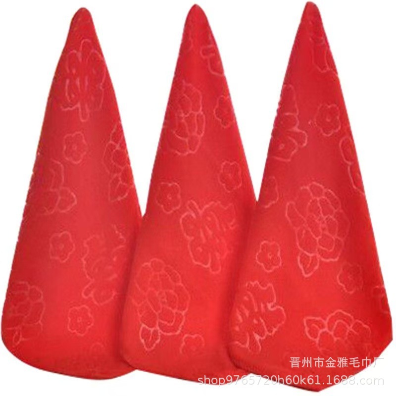 Factory Direct Sales Wedding Embossed Bath Towel Red Large Towel Wedding Car Hanging Embossed Red Double Happiness Character 100-Day Return Gift Towel