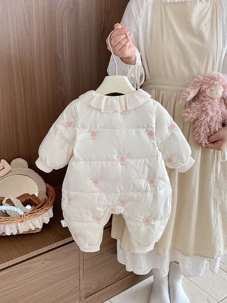 Baby down Jacket Jumpsuit for Baby Girl Princess 90 White Duck down Light down Jacket Outdoor Clothing Winter Clothing Hugger