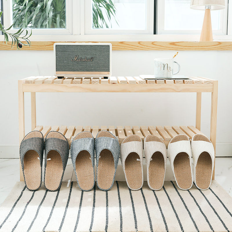 2111 Japanese-Style Simple Cotton and Linen Spring and Summer Couple's Home Indoor All-Season Thick-Soled Slippers