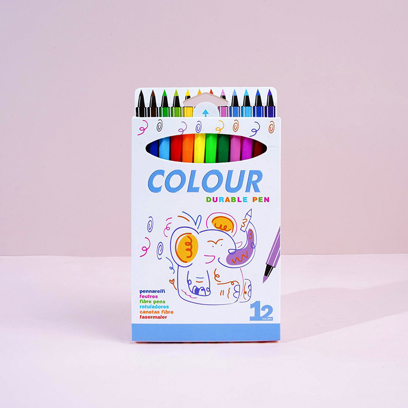 Factory sales color box 12 color watercolor pen wholesale children art graffiti painting color pen paint brush