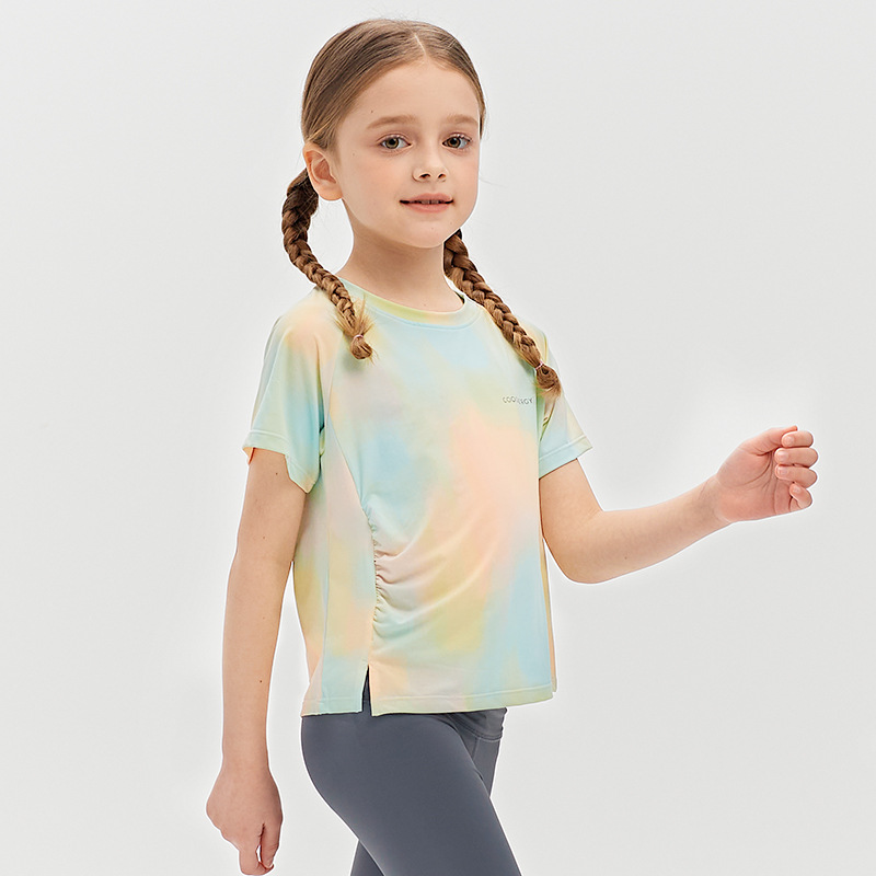 Girls' Short-sleeved T-shirt Summer Children's Wear 2025 New Comfortable Lightweight Solid Color All-match Casual Quick-drying Sunscreen Top