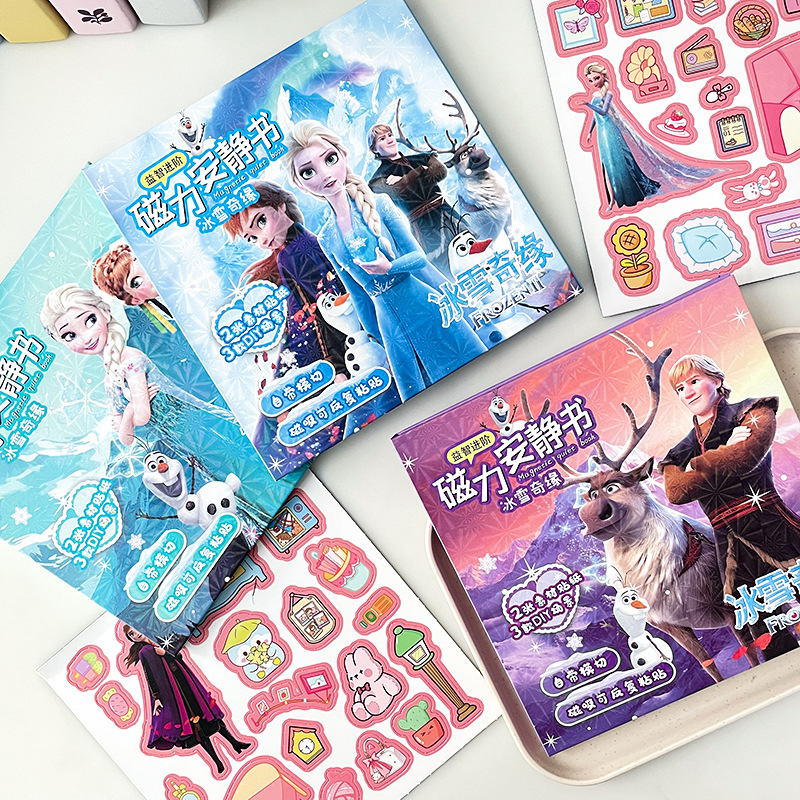 Princess Elsa Frozen Magnetic Quiet Book Elsa Girl Magnetic Stickers Children's Toy Cartoon Stickers Educational