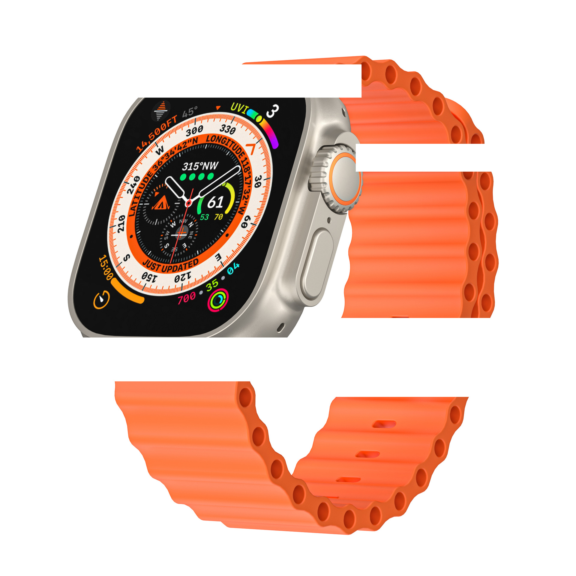 Suitable for Apple Watch8 Ultra Apple Ocean Watch Strap Official Same Style Silicone Double Buckle iwatch Strap