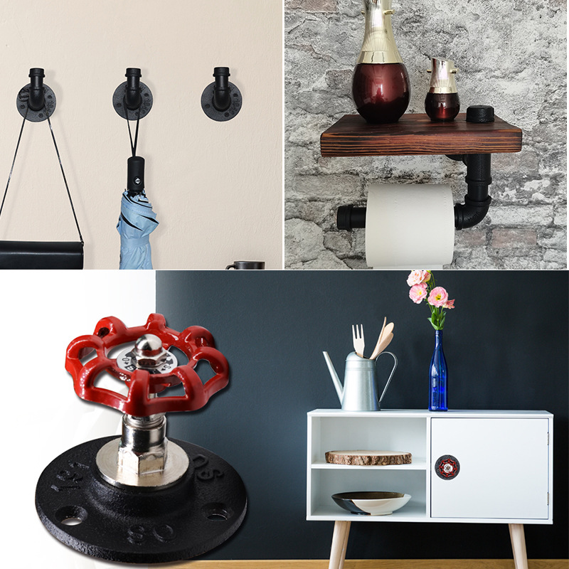 Cast Iron Flange Retro Water Pipe Inner Wire Flange Base Wall Corner Decorative Fixed Flange