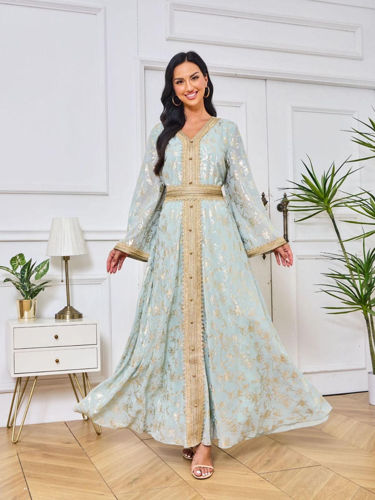 Mt084 Middle Eastern Export Dubai Evening Dress Muslim Women's Dress Catched Hot Stamping Fashion Robe Clothing