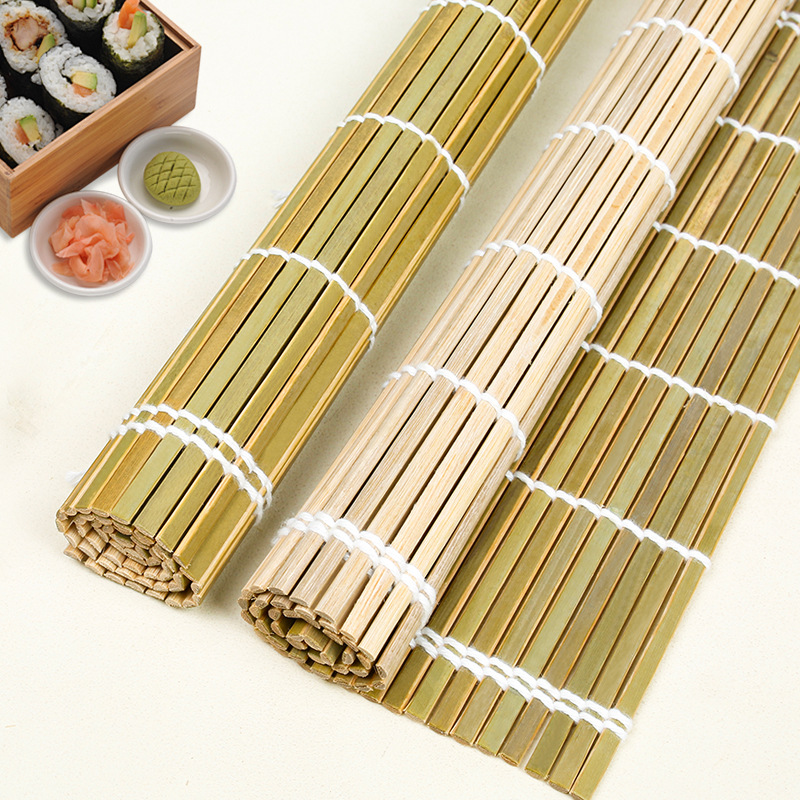 Double-Line Sushi Mat Sushi Tool Set Green and White Sushi Roll Seaweed Nori Rice Sushi Mat Wholesale