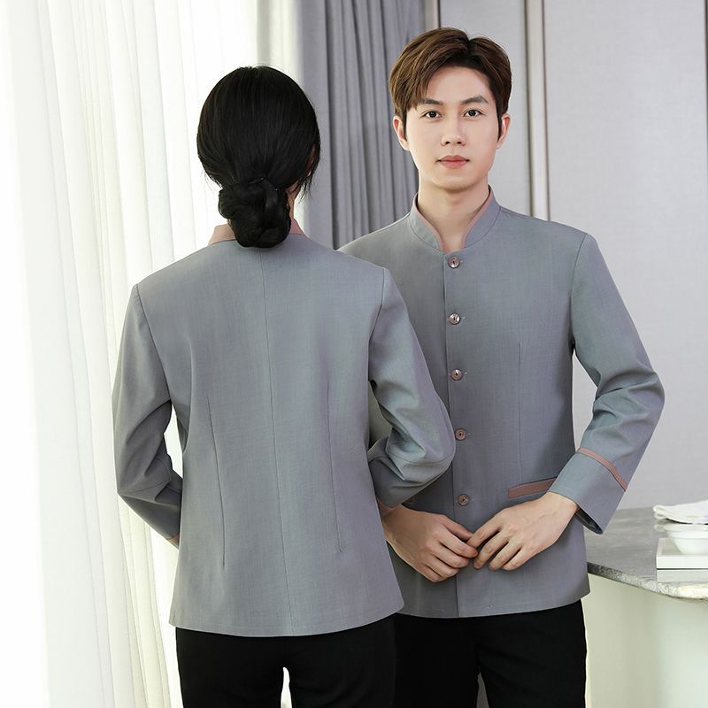Cleaning Staff Long-Sleeve Work Uniform for Men and Women in Property Management, Community, Hotel, Guesthouse, Room Cleaning, and Housekeeping, Autumn and Winter Uniform