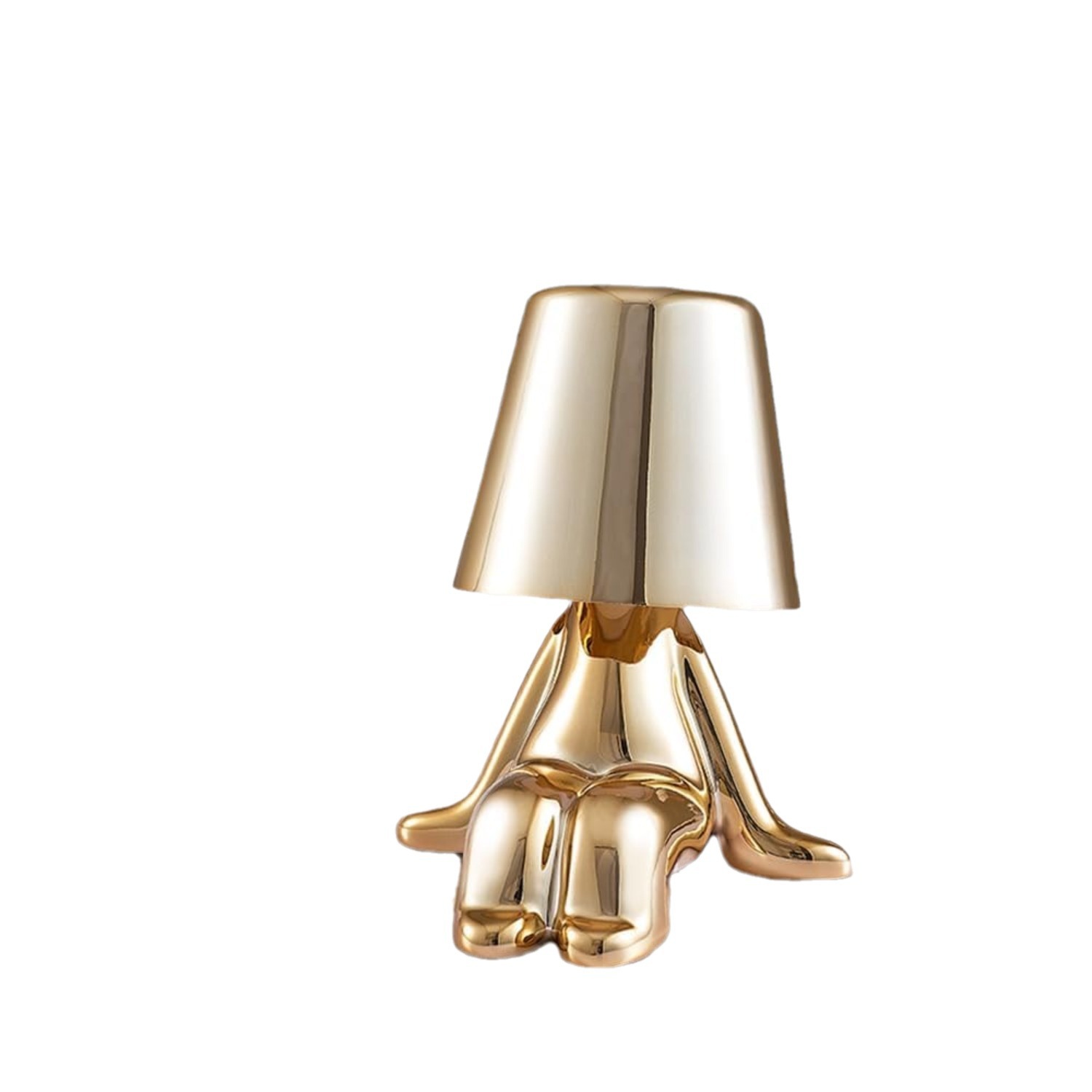Bedside Touch Control Table Lamp, Colorfulful Velvet Small Golden Decoration Thinker Statue Led Table