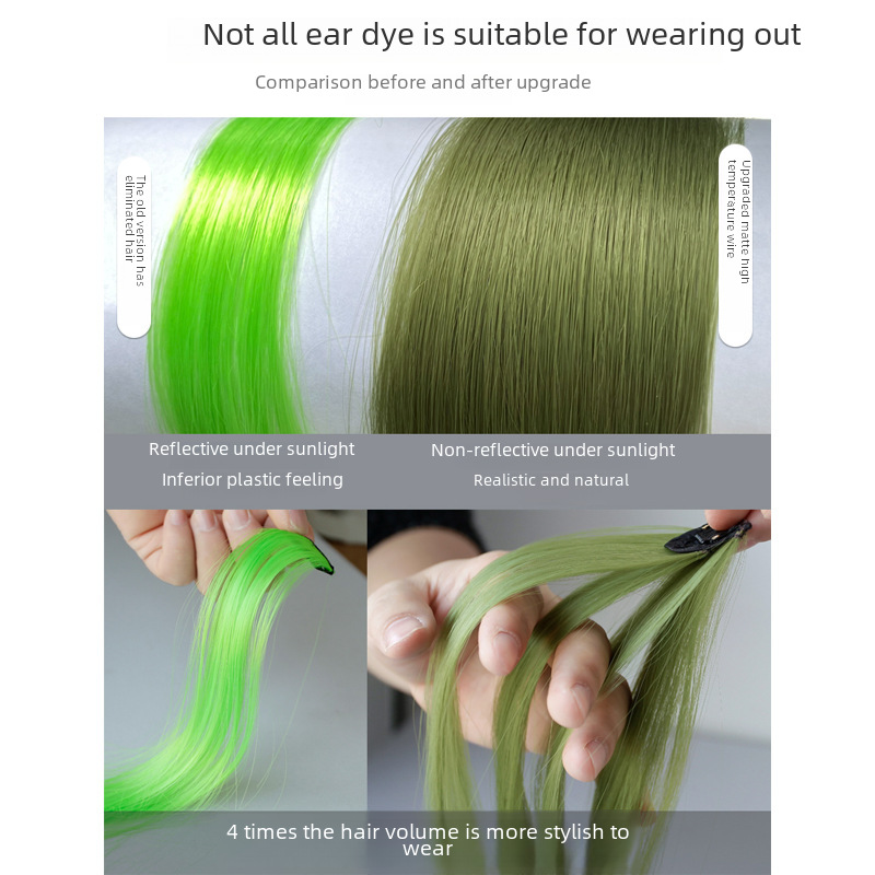 Color wig women's long hair highlighting gradient invisible seamless natural one-piece hair extension strip hanging ear dyeing curly hair